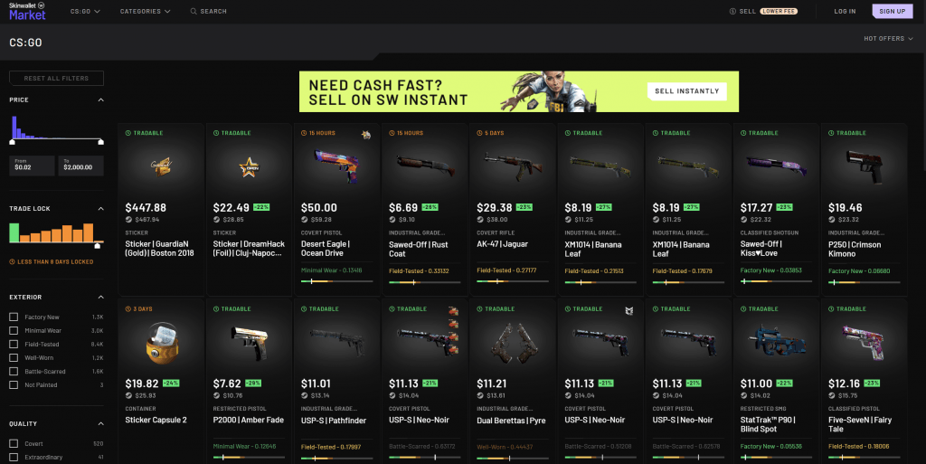 How to sell your CSGO DOTA2 TF2 skins for real money or cash?