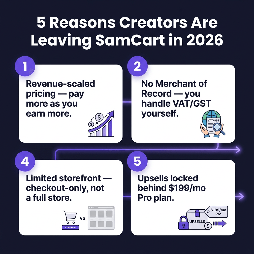 Best SamCart Alternatives in 2026: Cheaper, Smarter, and Tax-Compliant