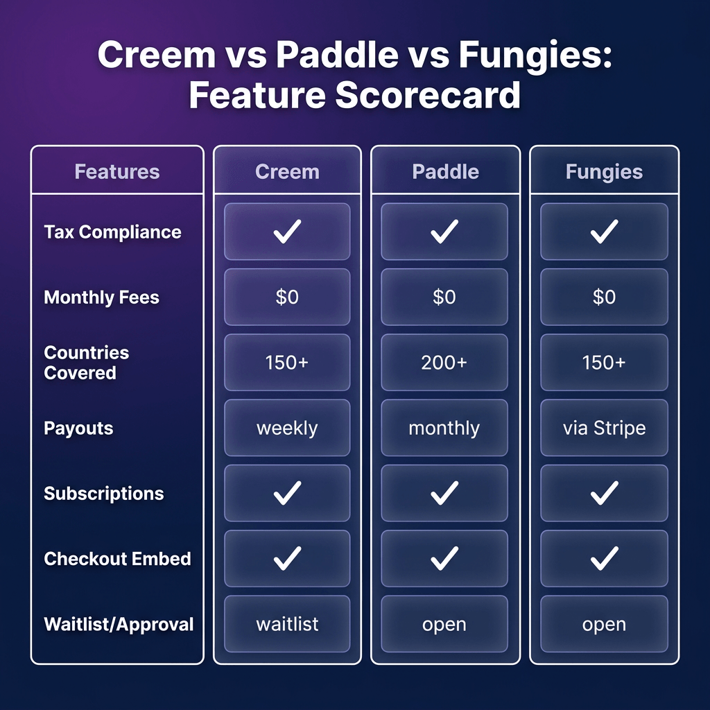Creem vs Paddle vs Fungies.io: Which MoR Is Best for Indie SaaS in 2026?
