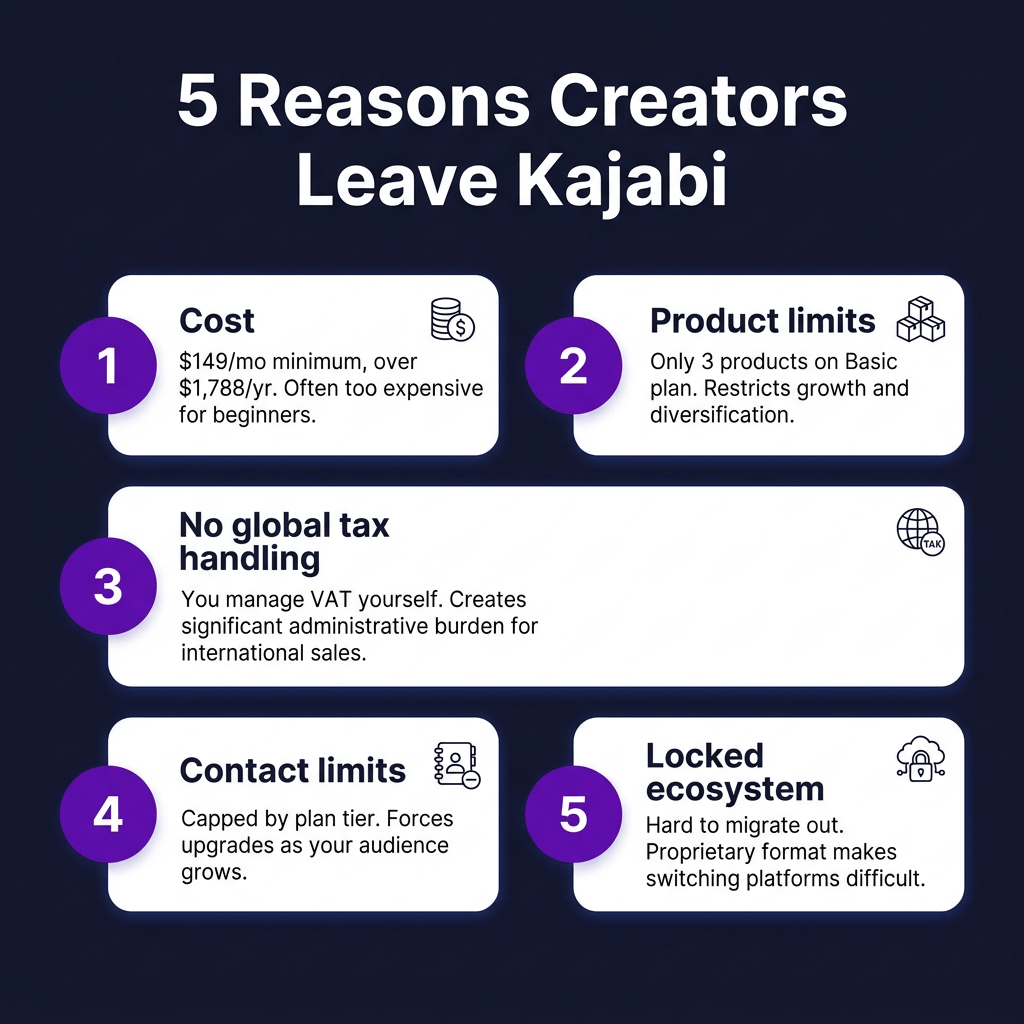 Best Kajabi Alternatives in 2026: Cheaper Platforms That Handle Payments, Tax & Global Selling