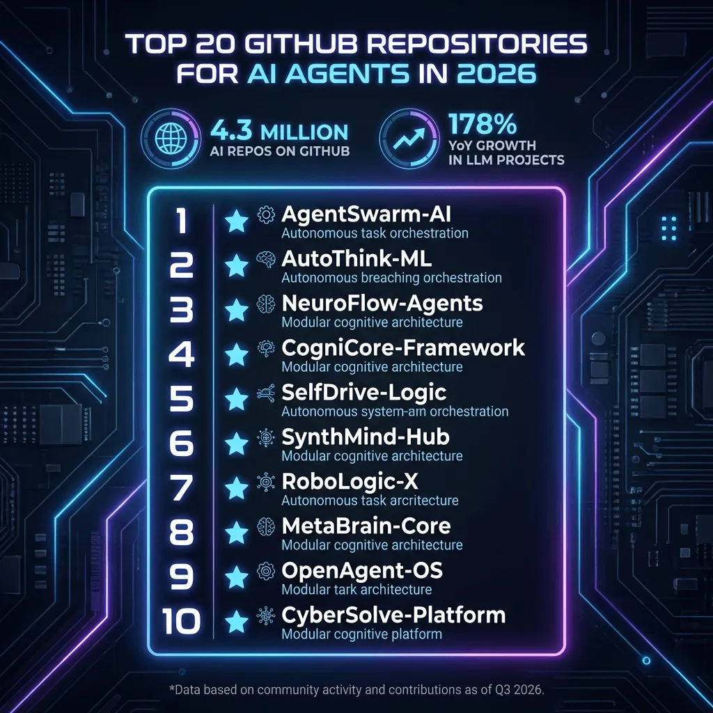 Top 20 GitHub Repositories for AI Agents in 2026 (Ranked by Stars)