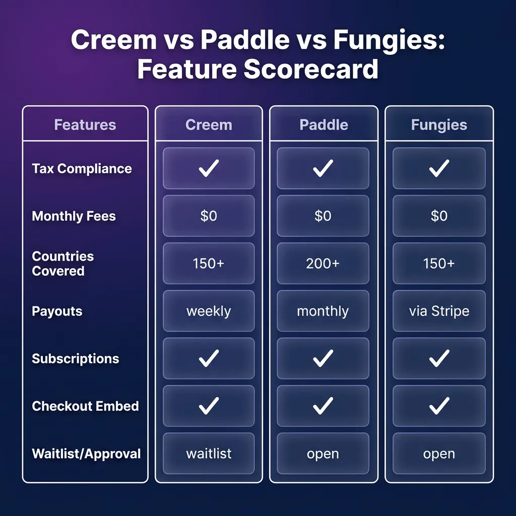 Creem vs Paddle vs Fungies.io: Which MoR Is Best for Indie SaaS in 2026?