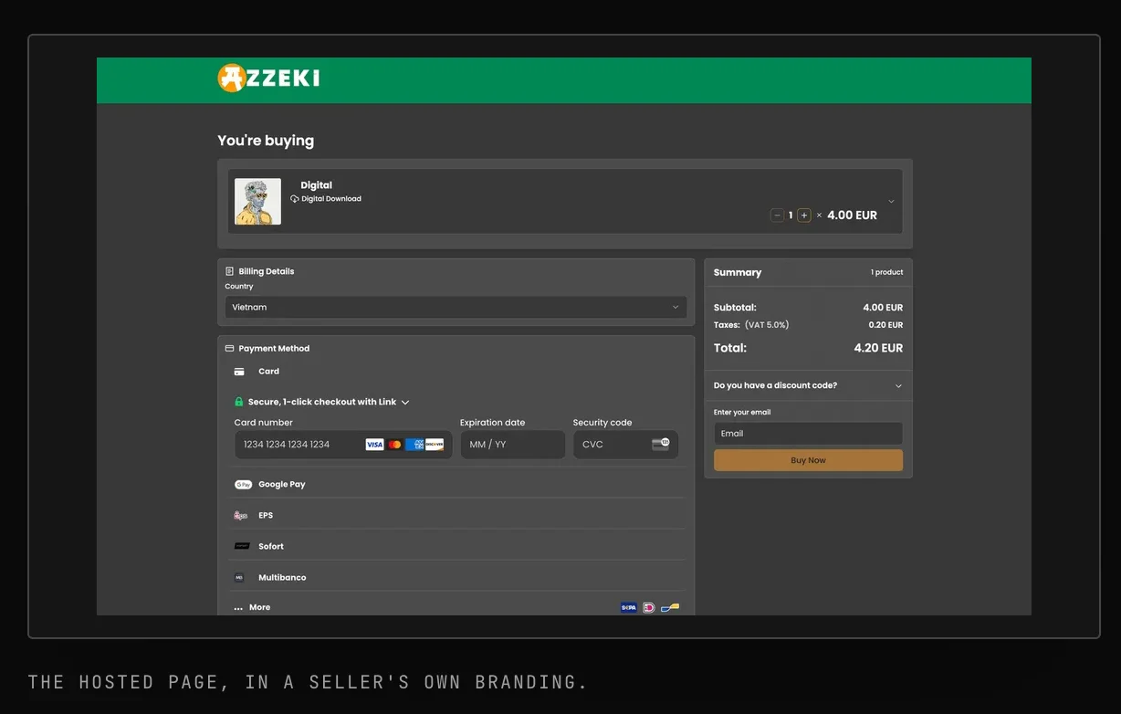 hosted page in a sellers own branding