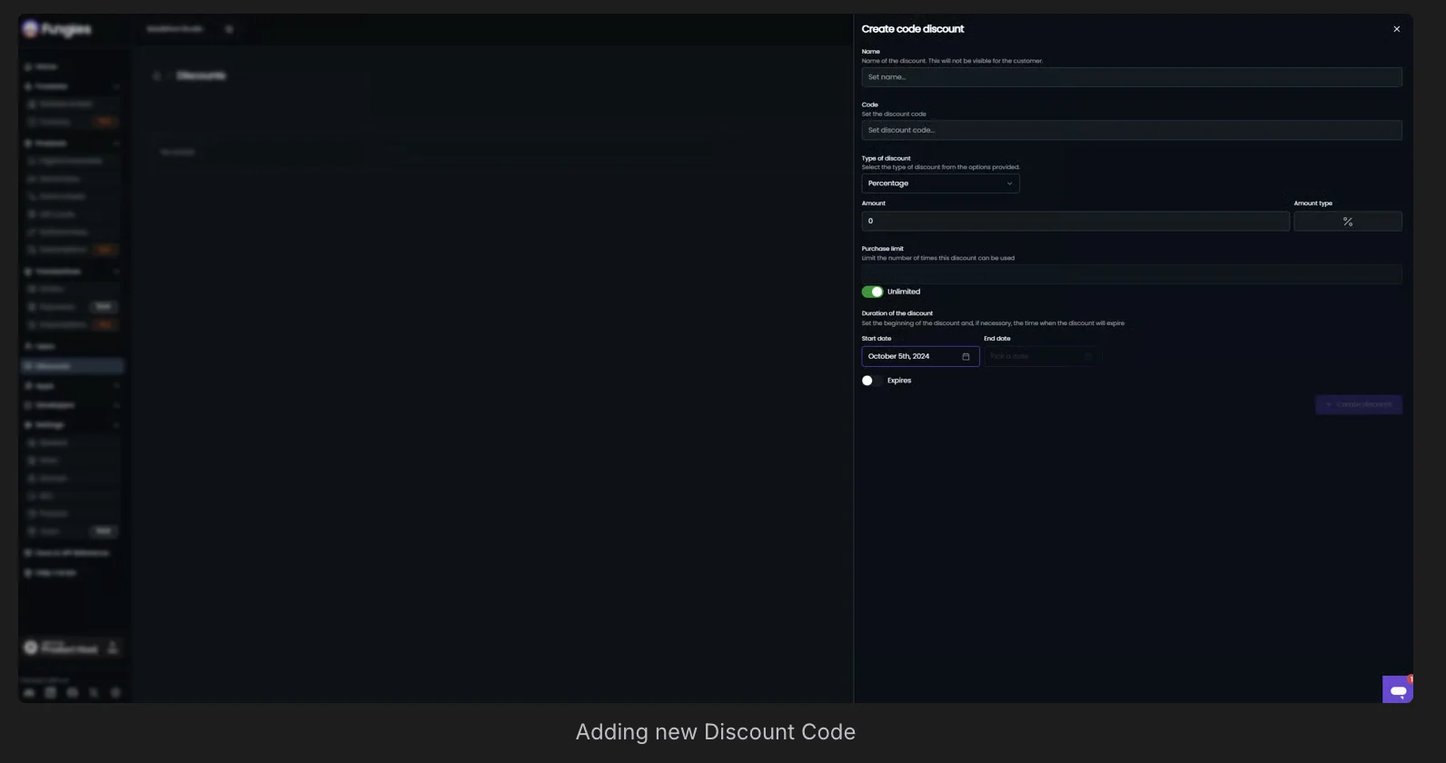 how to add new discount code